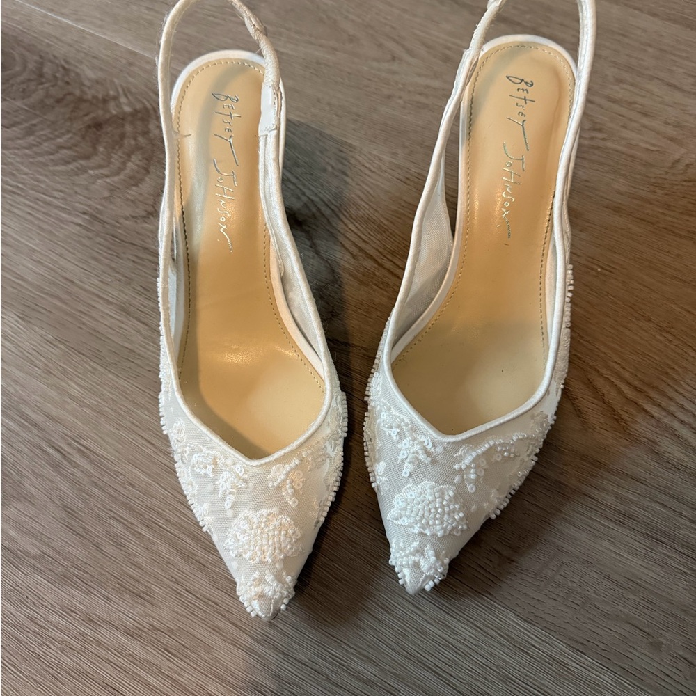 Betsey Johnson Nikki White Slingback Heels